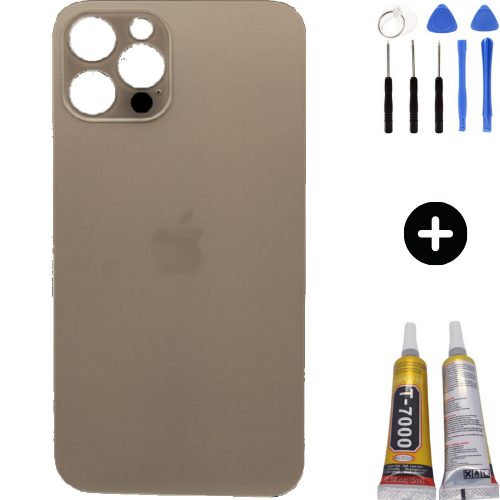 iPhone 12 Pro Uyumlu Arka Pil Batarya Kapak Gold + Montaj Seti
