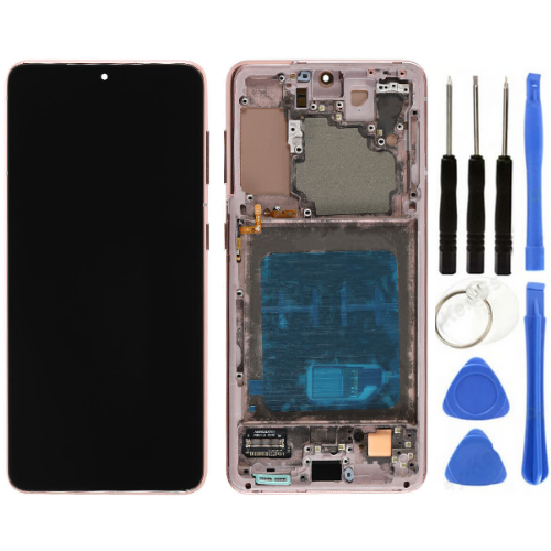 TE Samsung S21 G990 Uyumlu Çıtalı A Kalite Lcd Ekran Gold 