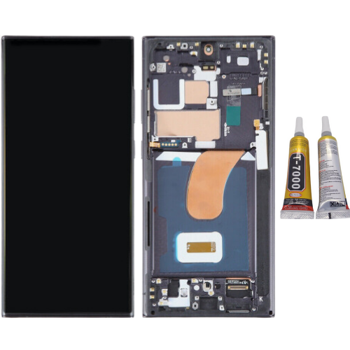 TE Samsung S23 Ultra S918 Uyumlu Çıtalı A Kalite Lcd Ekran Siyah+Yapıştırıcı