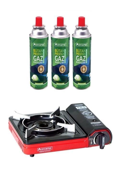 Tekli Portatif Ocak Köşeli Kırmızı CK-505/K+KTS-227 Kartuş 3 Adet