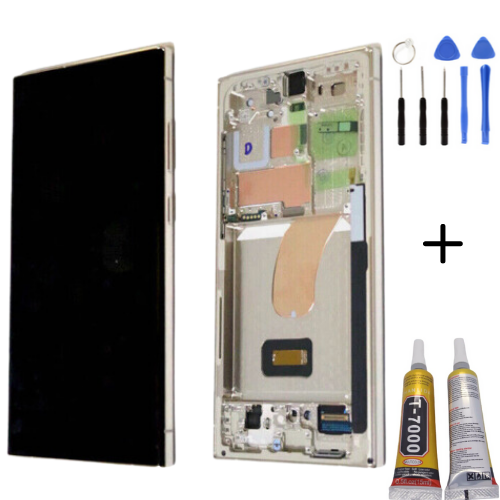 TE Samsung S23 Ultra S918 Uyumlu Çıtalı OLED Lcd Ekran Beyaz Full