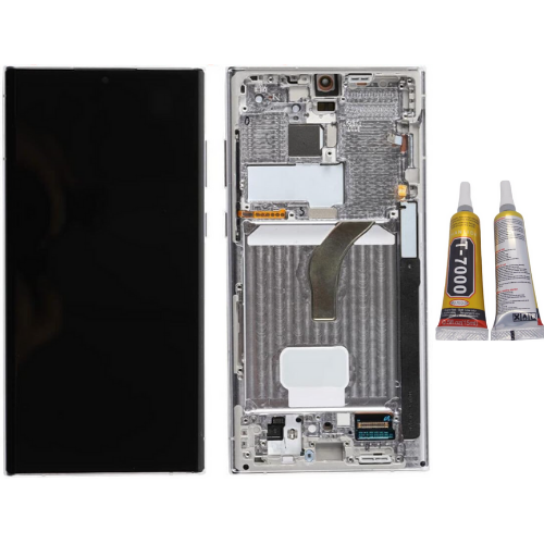 TE Samsung S22 Ultra S908 Uyumlu Çıtalı Lcd Ekran Servis Beyaz+B7000