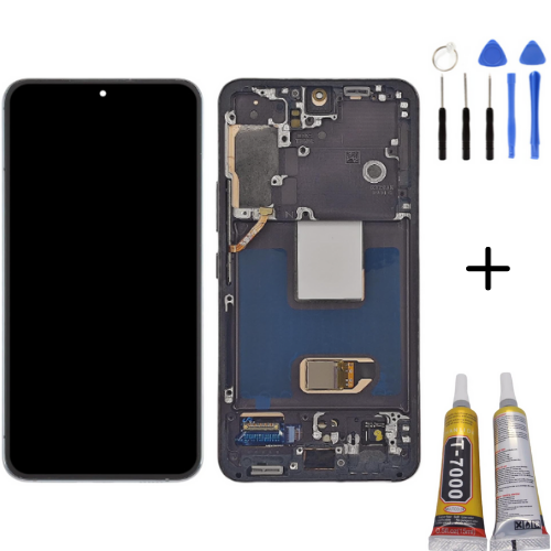 TE Samsung S22 S901 Uyumlu Çıtalı A Kalite Lcd Ekran Siyah MontajKiti