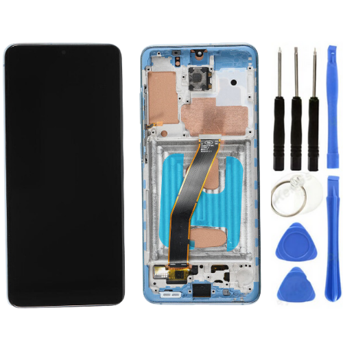 TE Samsung S20 G981 Uyumlu Çıtalı Lcd Ekran Mavi + Tamir Seti