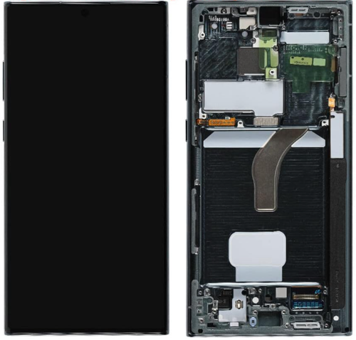 TE Samsung S22 Ultra S908 Uyumlu Çıtalı Lcd Ekran Servis Kırmızı