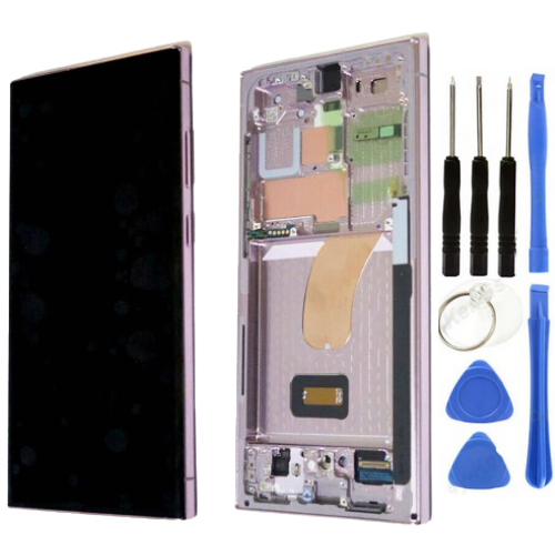 TE Samsung S23 Ultra S918 Uyumlu Çıtalı Lcd Ekran Mor + Tamir Seti