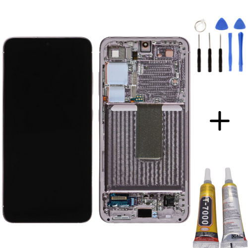 TE Samsung S23 S911 Uyumlu Çıtalı Lcd Ekran Beyaz + Montaj Kiti