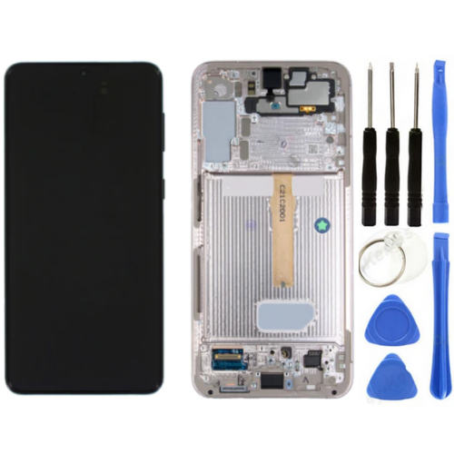 TE Samsung S22 Plus S906 Uyumlu Çıtalı Lcd Ekran Servis Pembe+Tamir Seti