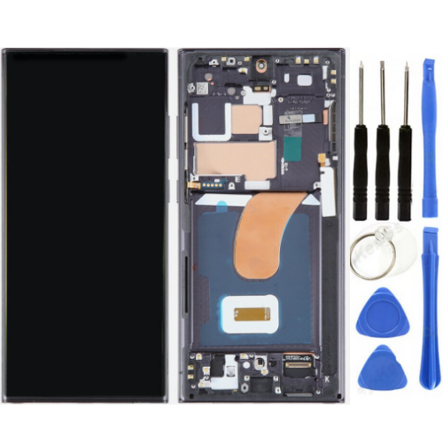 TE Samsung S23 Ultra S918 Uyumlu Çıtalı A Kalite Lcd Ekran Siyah+Tamir Seti