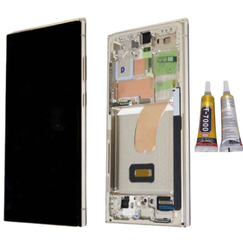 TE Samsung S23 Ultra S918 Uyumlu Çıtalı Lcd Ekran Beyaz + B7000