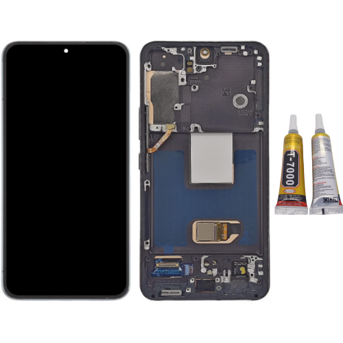 TE Samsung S22 S901 Uyumlu Çıtalı Lcd Ekran Siyah + B7000