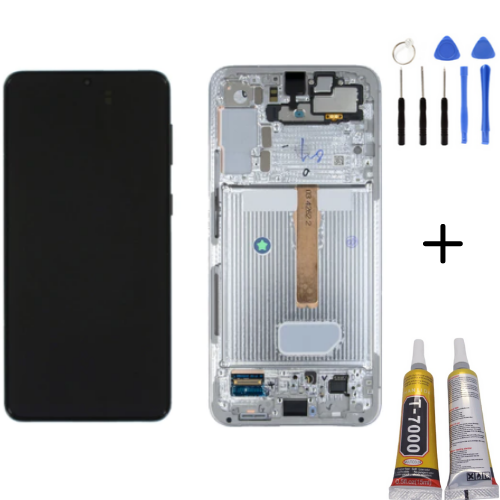 TE Samsung S22 Plus S906 Uyumlu Çıtalı Lcd Ekran Servis Beyaz Full Set