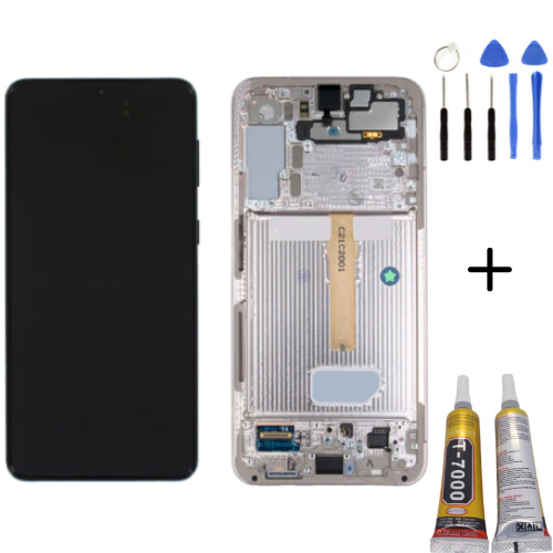 TE Samsung S22 Plus S906 Uyumlu Çıtalı Lcd Ekran Pembe +Montaj Kiti