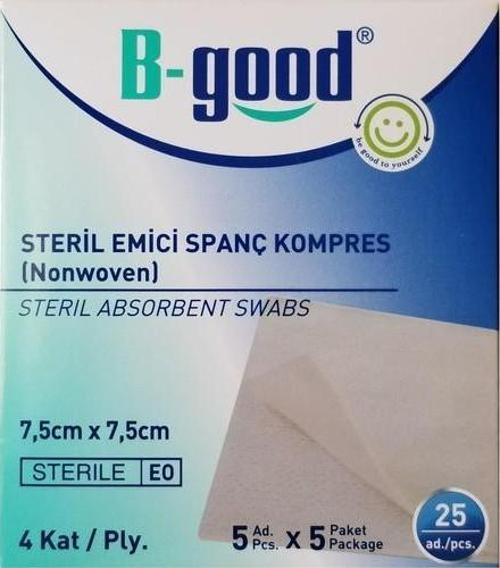 Steril Emici Spanç Kompres 7.5 Cm x 7.5 Cm 25'li