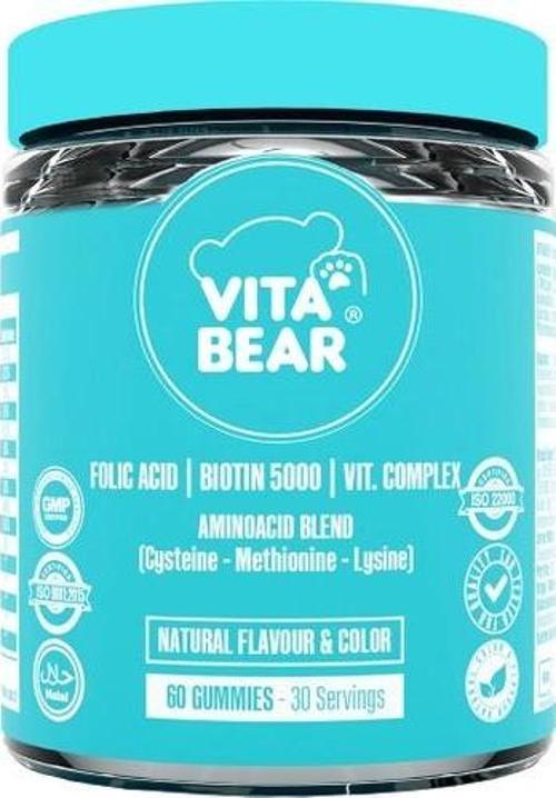 Bear Strongr Hair grummy Biotin 5000 Folik Asit Vitamin Kompleks 60 Adet