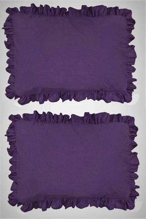 %100 Pamuklu Fırfırlı Lacivert Iki Adet 50X70 Yastık Kılıfı