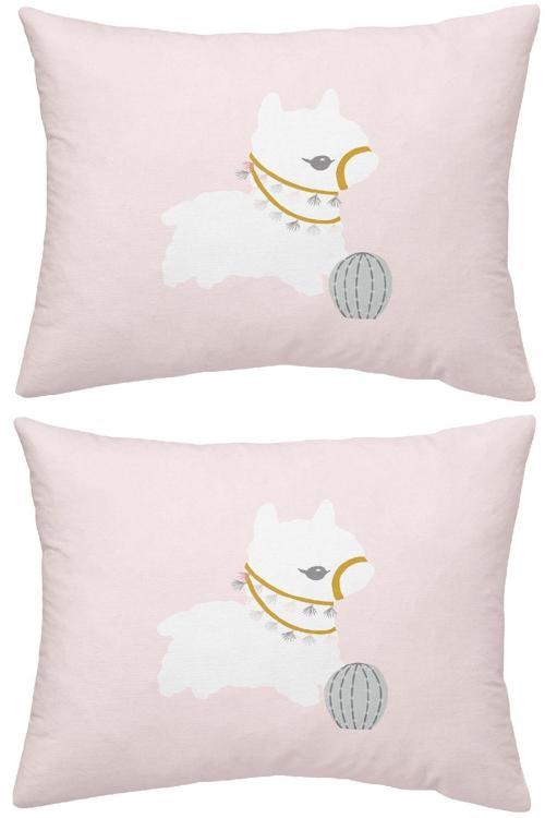 %100 Pamuklu Lama Pembe 2 Adet 50X70 Yastık Kılıfı