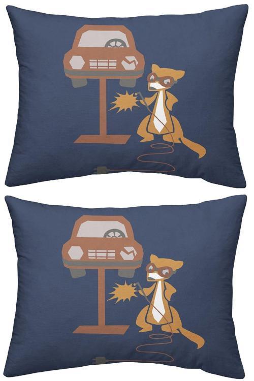 %100 Pamuklu Mecano Arabalı Erkek Çocuk 2 Adet 50X70 Yastık Kılıfı Seti