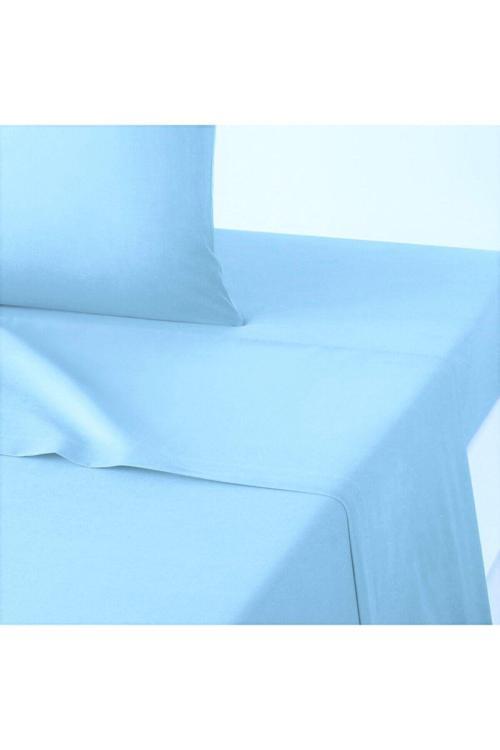 Teks %100 Pamuklu Açık Mavi 160X200 2*(50X70) Çift Kişilik Lastikli Çarşaf Ve Yastık Kılıfı