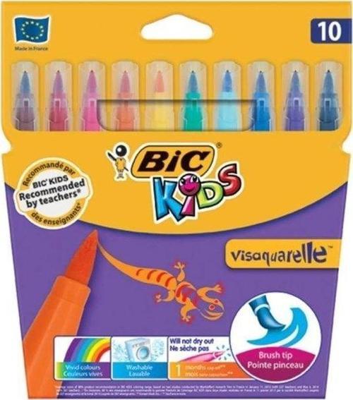 Lisinya193 Bic Visa Fırça Uçlu Keçeli Boya Kalemi 10 Renk