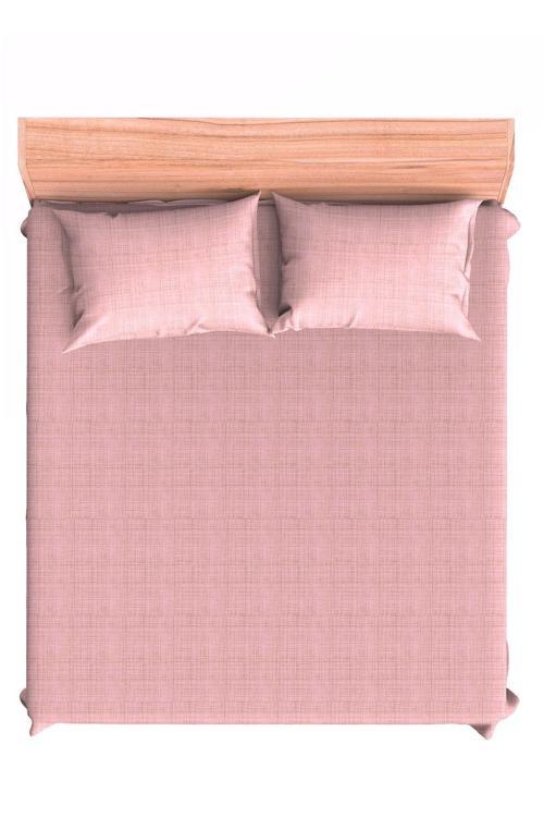 Makiteks Pamuklu Kırçıl Efektli Pembe 100X200+50X70 Polycotton Tek Kişilik Lastikli Çarşaf Seti