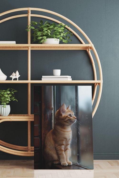 Pencere Kenarı Yavru Kedi Kanvas Tablo