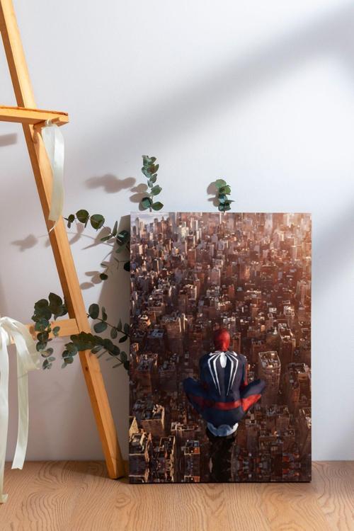 Şehri İzleyen Spiderman Kanvas Tablo