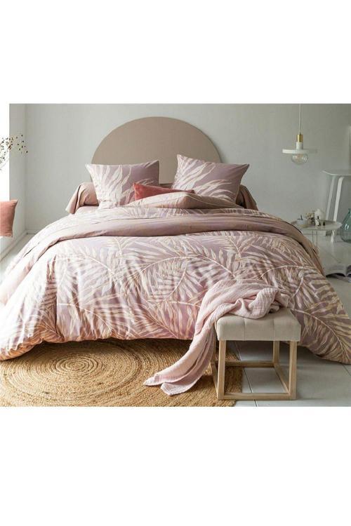 Maki %100 Pamuklu Çiçekli Laure Yapraklar 200X220 50X70 Çift Kişilik Nevresim Ve Yastık Kılıfı Seti