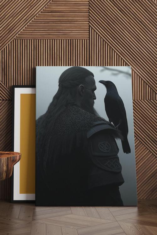 Viking ve Karga Kanvas Tablo