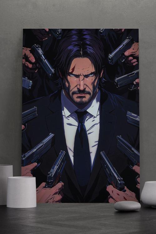 Jhon Wick ve Silahlar Kanvas Tablo