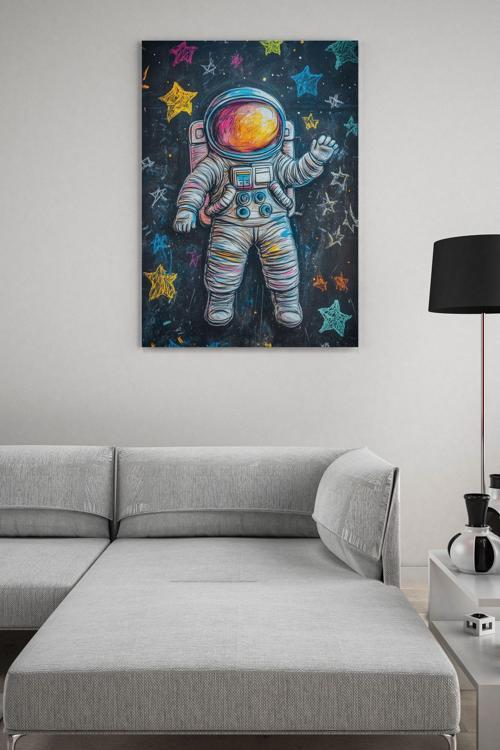 Tebeşir Astronot Kanvas Tablo