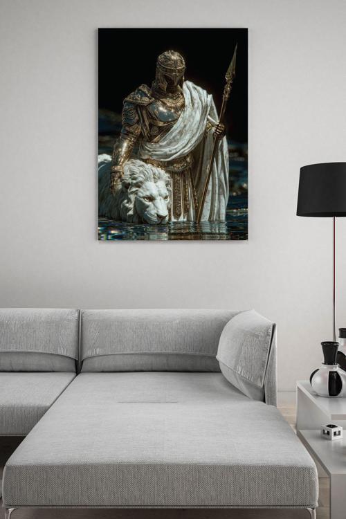 Aslan ve Savaşçı Kanvas Tablo