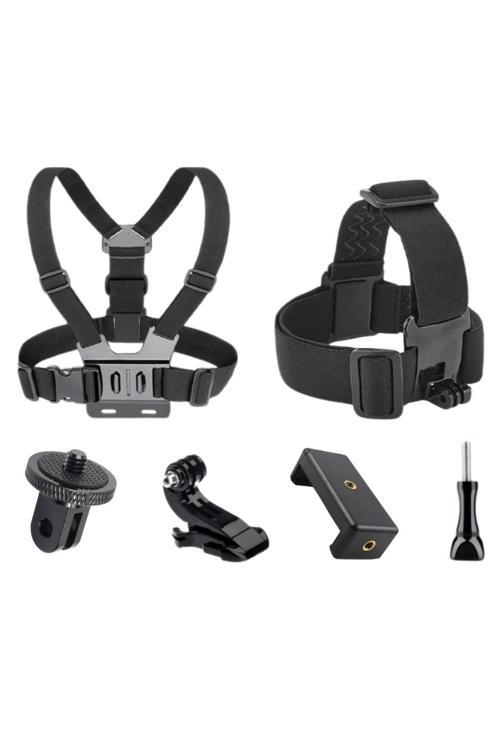 GoPro Aksiyon Kamera ve Telefon ile Uyumlu Kafa ve Göğüs Bandı Askı Seti