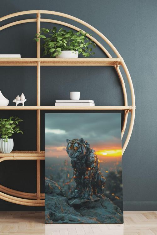 Kaplan Suratlı Robot Kanvas Tablo