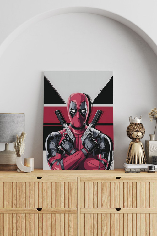 Deadpool Çift Tabanca Kanvas Tablo