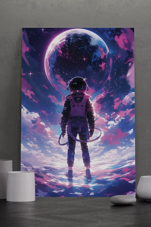 Bulutların Üzerinde Gezen Astronot Kanvas Tablo