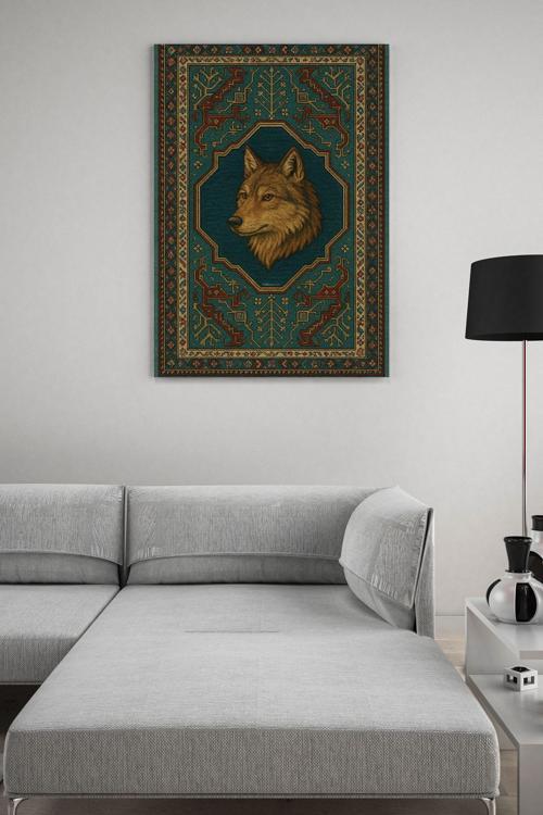 Kurt Desenli Kilim Kanvas Tablo