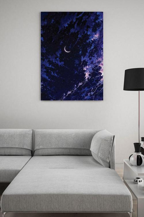 Gece Hilal Manzarası Kanvas Tablo