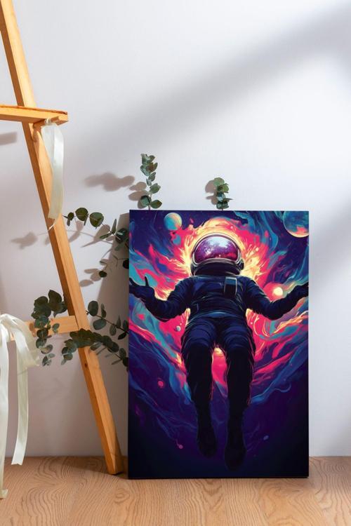 Renkli Astronot Kanvas Tablo