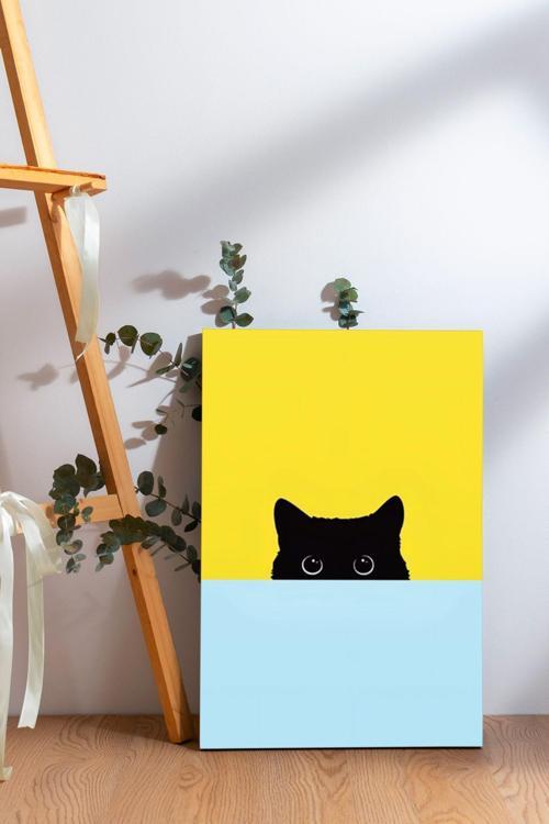 Saklanan Kedi Kanvas Tablo