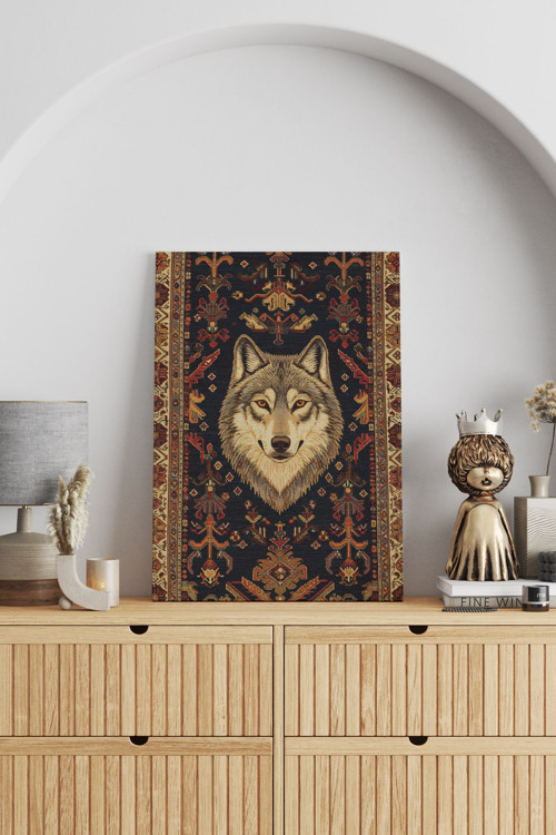 Dokuma Kurt Desenli Halı Kanvas Tablo