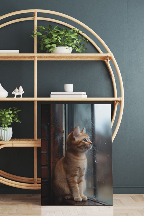 Pencere Kenarı Yavru Kedi Kanvas Tablo