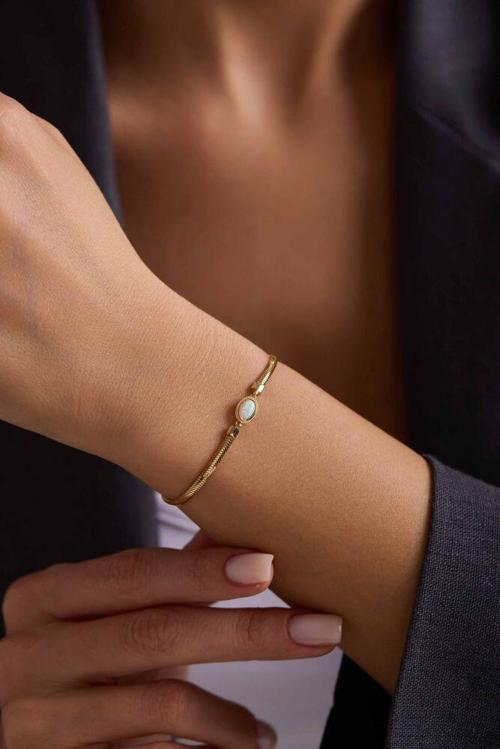 Balık Sırtı Bileklik Opal Taşlı 17+3 cm