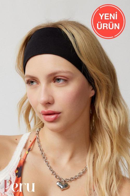 Siyah Kadın Bandana - Saç Bandı - Spor Bandı