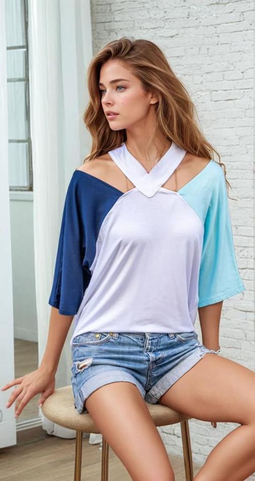 Kadın Dekolte Pencere Detaylı Kısa Kollu T-Shirt
