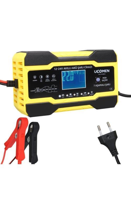 Ucomen Uc-C121001A Sarı 12/24 Volt 10 Amper Led Göstergeli Akü Şarj Cihazı