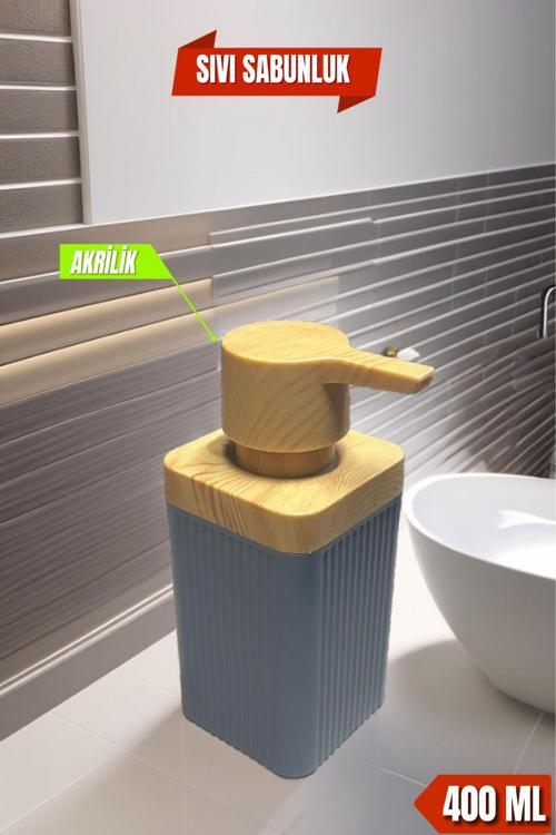 1 Adet Akrilik Sıvı Sabunluk Mutfak Banyo Sabunluk Seti- 400 ml Gri