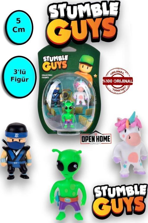 Stumble Guys 3'lü Figür - 5 Cm -green Alian-ninja Kai-meower- 3 Adet