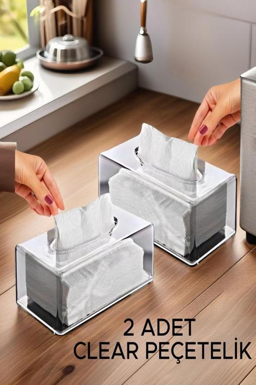 2'li Set Clear Peçete Organizeri