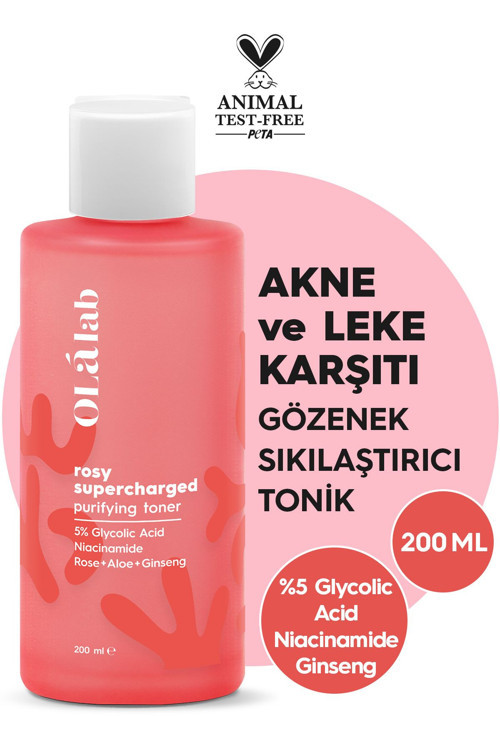 Akne, Siyah Nokta ve Leke Karşıtı Aydınlatıcı Sıkılaştırıcı %5 Glikolik Asit Tonik 200 ml